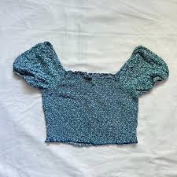 Aerie Blue Floral crop top - size L - Picture 1 of 3